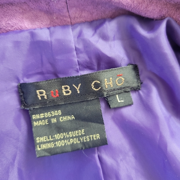 Purple fringe suede leather jacket L - Picture 11 of 11